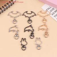 10Pcs Alloy Bat Dolphin Rabbit Keychain With Lobster Clasp For DIY Handmade Accessories