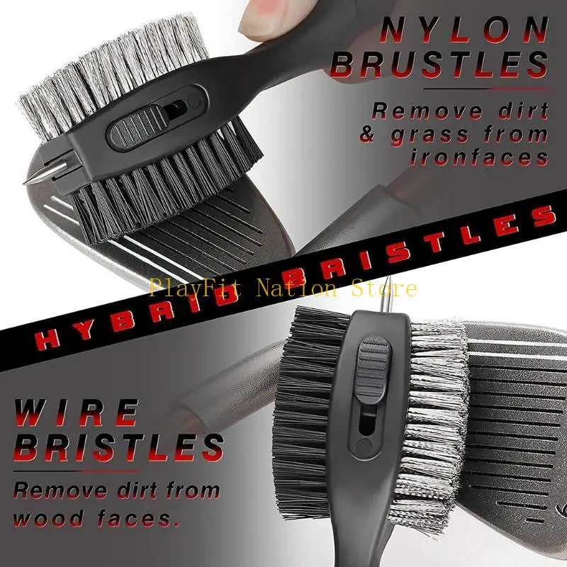 فرشاة نادي الجولف 242F، مضرب قضيب الجولف، مقبض قصير متين، منظف الأخدود على الوجهين