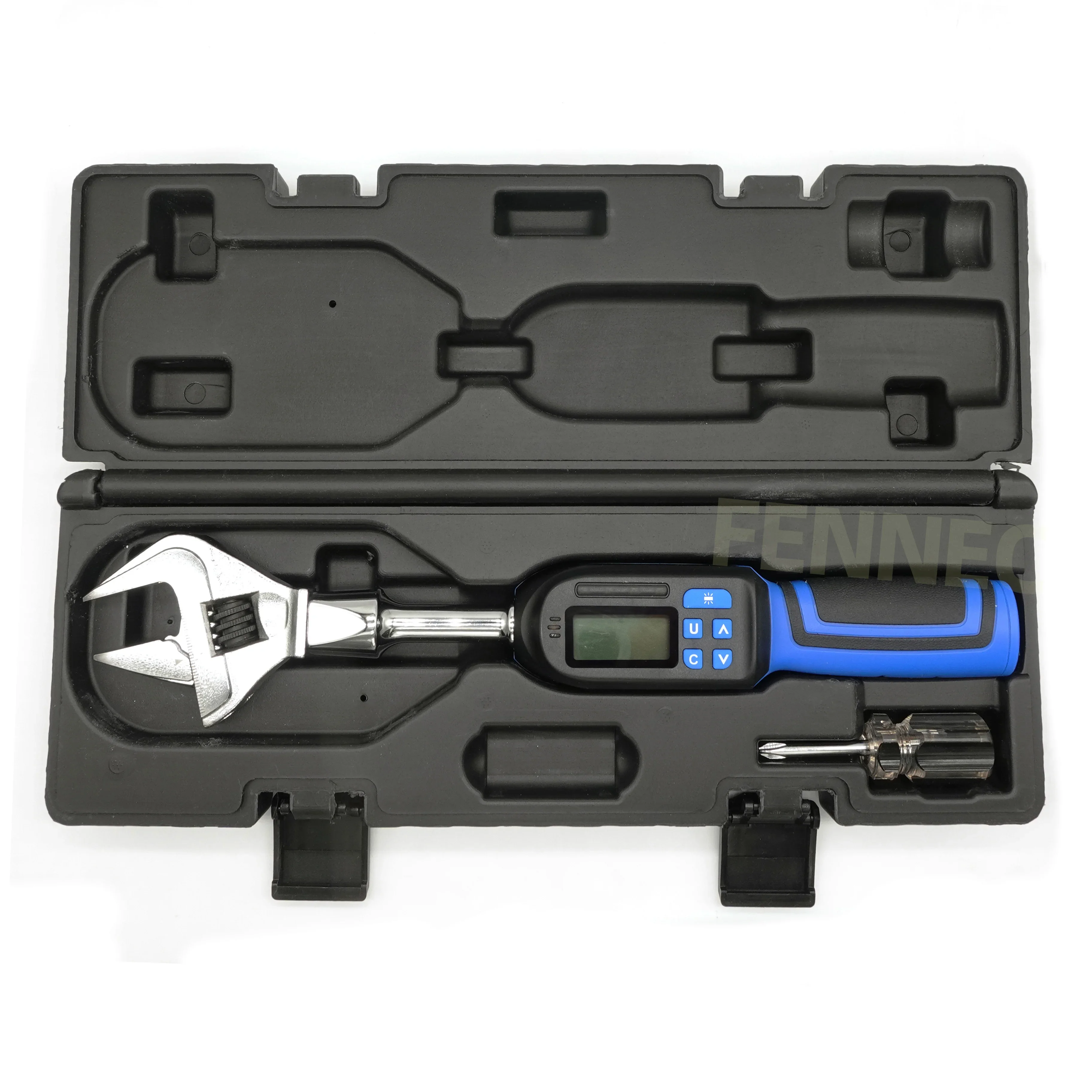 Adjustable Digital Torque Wrench spanner head, 6.8-135N.m Electronic Jaw open end torque wrench with Buzzer & LED