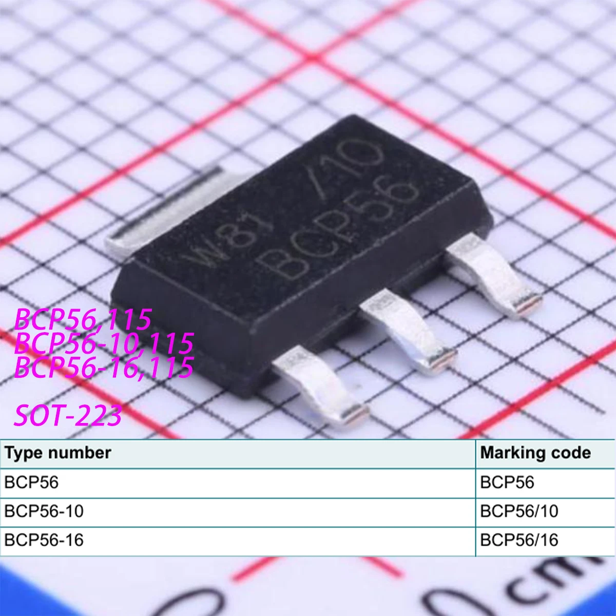 10PCS BCP56,115 BCP56/10 BCP56/16 SC-73 SOT223 NEW Original Triode BJT 80V 1A NPN medium power transistors BCP56 -10 -16 ,115