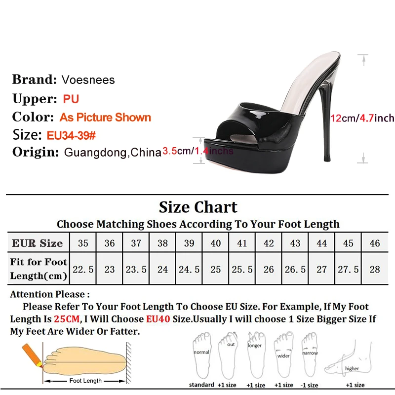 12CM Outdoors High Heels New Thick Platform Sandals Black Slip-On Shallow Mouth Shoes For Women Mules Summer Thin Heel Slippers