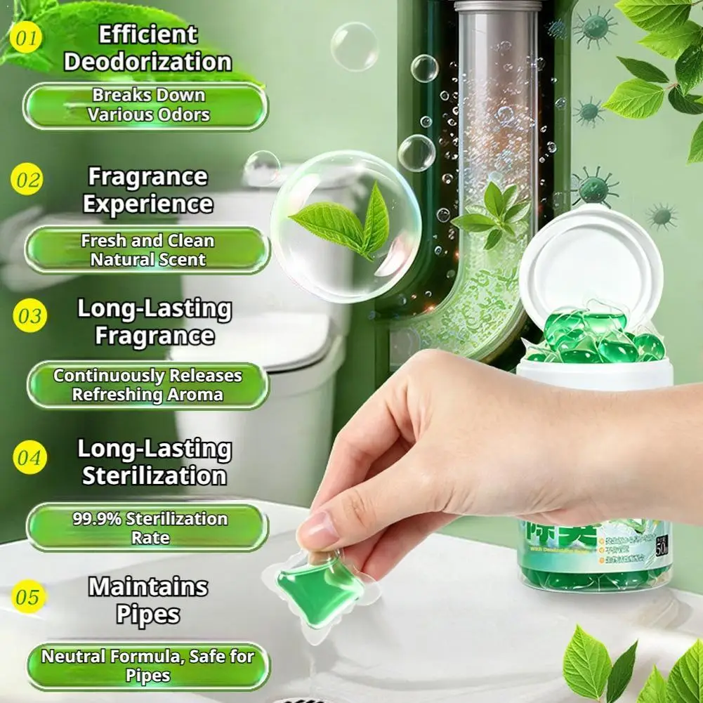 Drain Cleaner Deodorizer Water Soluble Pearls Powerful Clog Remover For Kitchen Sink Bathroom Toilet Shower Pipe Odor Eliminator