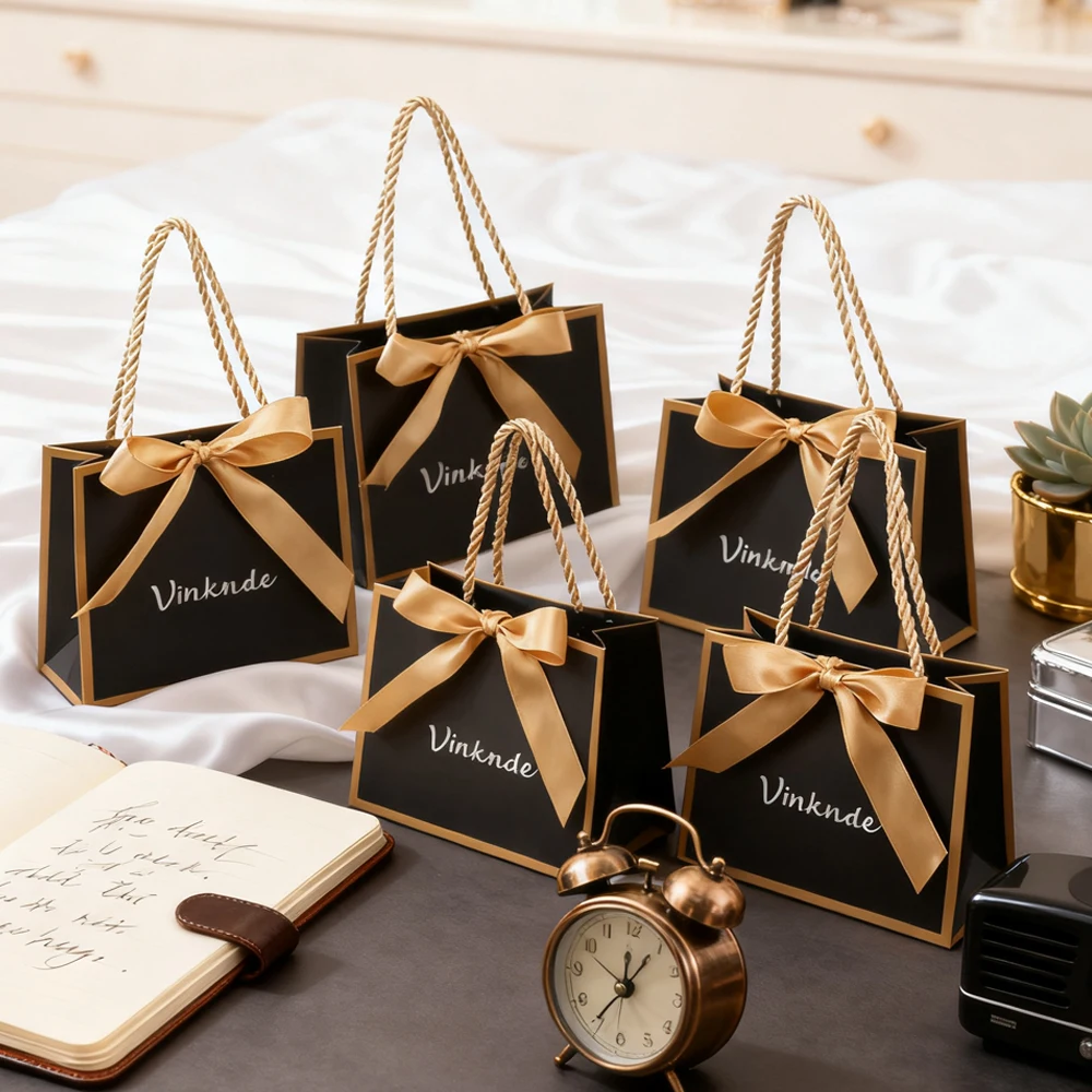 

Маленькие подарочные пакеты с логотипом 14x6x12 см с ручками, шелковая лента для свадьбы, дня рождения, вечеринки, ювелирные изделия, косметика, конфеты, подарочная упаковка
