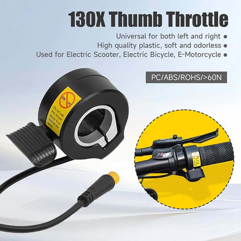 1 Piece 12V-72V Throttles 3 Pin Waterproof Speed Control Finger Throttle Grip Electric Bike 130X Thumb Throttle Accelerator