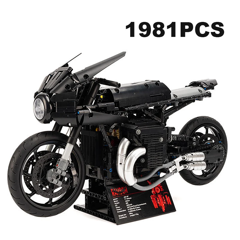 1981PCS Technical 1:5 Batmobile Racing Motorcycle Building Blocks Speed Motorbike Bricks Construction Toy Halloween Gift for Kid