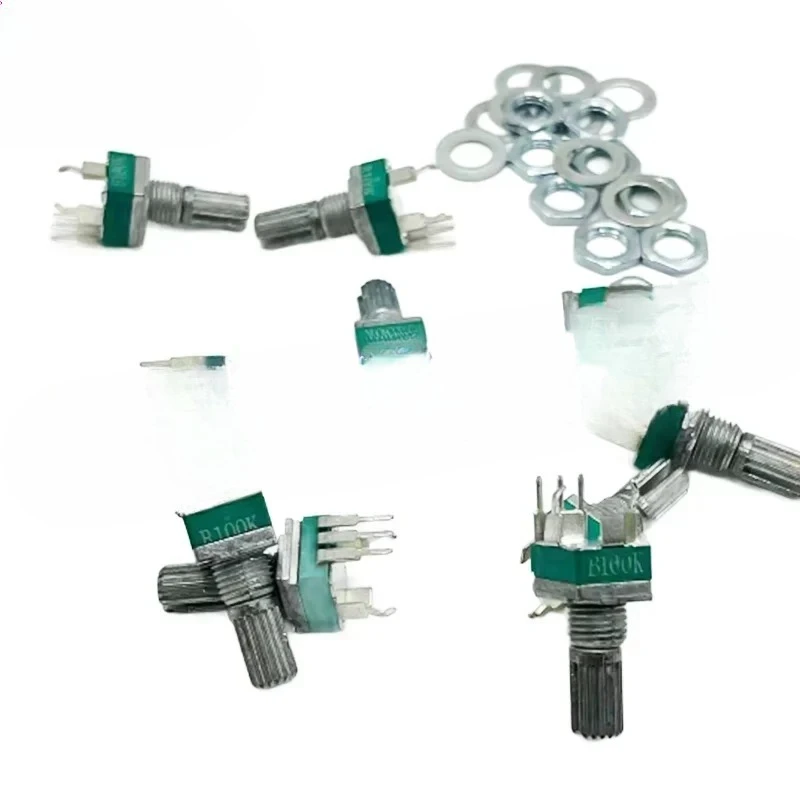 10 قطعة مقياس الجهد الدقيق العمودي وصلة واحدة عرقوب طول 15 مللي متر بدون تروس 3 دبوس B2K B5K B10K B20K B50K B100K B500K B1M