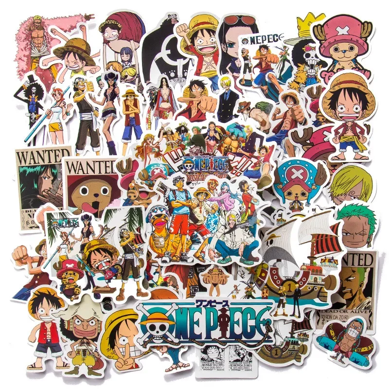 50/100pcs Anime One Piece Stickers Cartoon Water Cup Skateboard Hand Account DIY Cute Phone Waterproof Sticker Decal Kid Toy