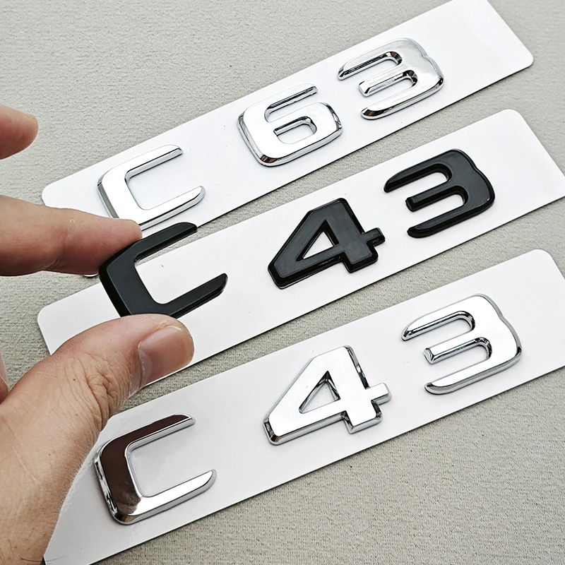 3D ABS Car Logo C43 C63 Emblem for W203 W204 W205 C 43 63 Car Rear Trunk Badge Letters Sticker Accessories view 5