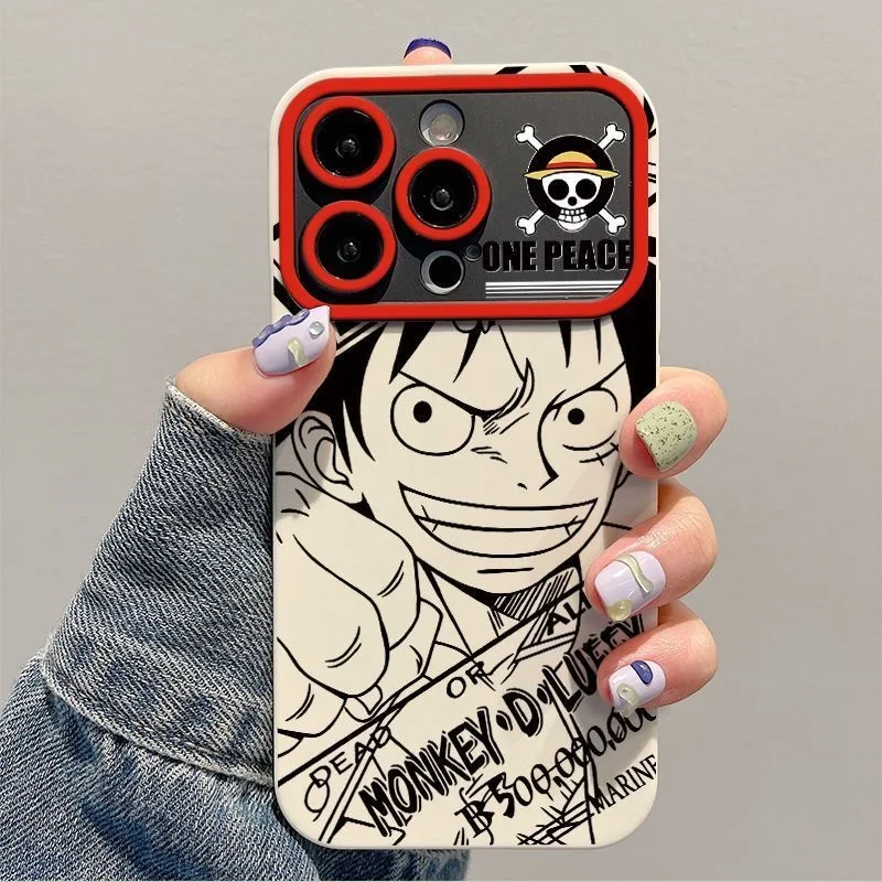 

﻿3D Cartoon Cute O-One P-Piece Luffy silicone Soft Phone Case For iPhone 16 17 11 12 13 14 15Pro Max Plus Anime Anti-fall Cover﻿