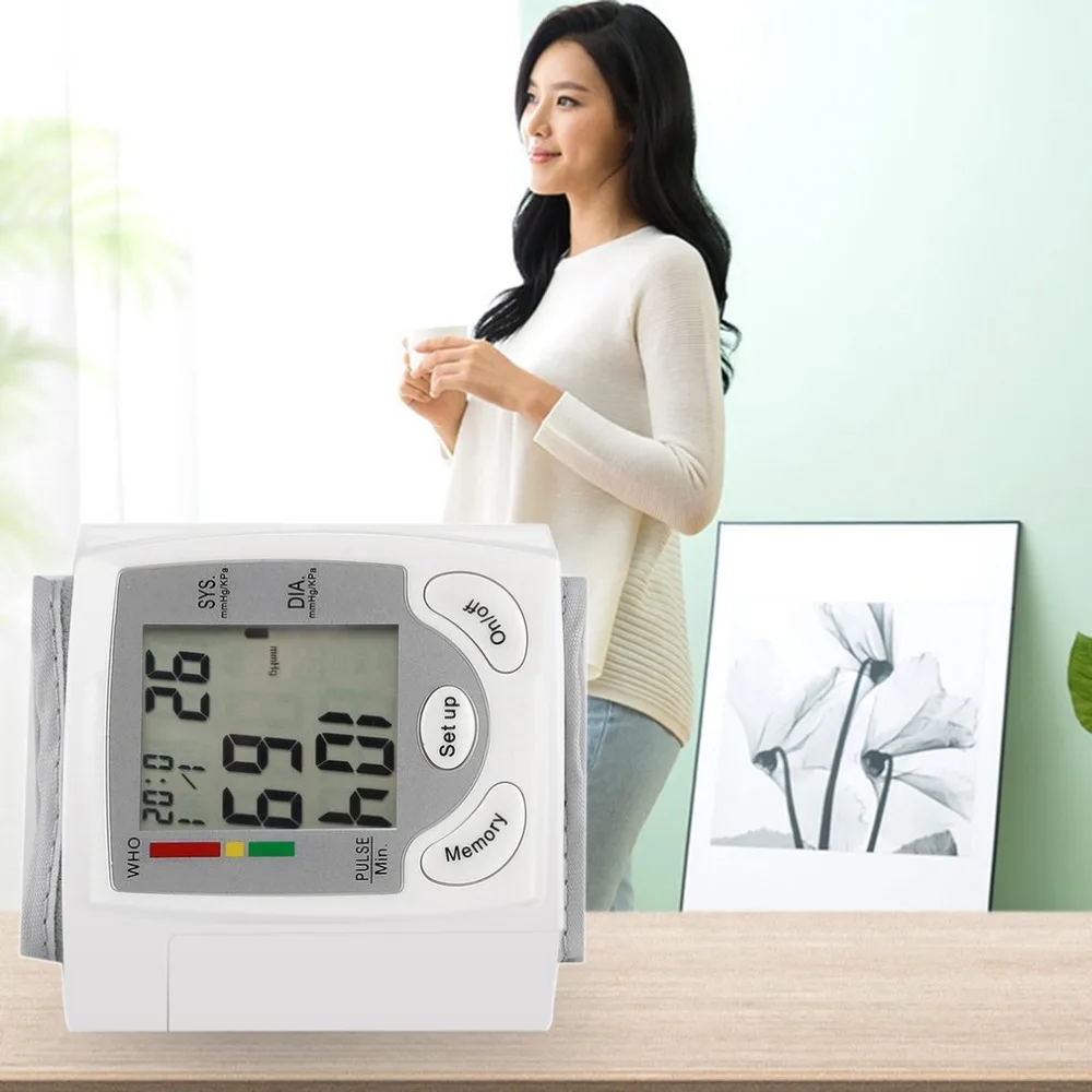 Wrist Electronic Blood Pressure Monitor BP Sphygmomanometer LCD Meter Tonometer Instrument for Measuring Arterial