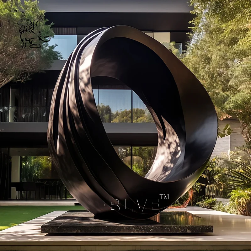 BLVE Luxury Villa Decoration Large Metal Art Design Abstract Casting Copper Statue Ring Bronze Sculpture
