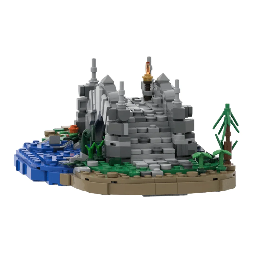 MOC-219833 ponte blocos de construção modelo medieval pedra ponte arquitetura vista rua tijolos montagem brinquedos crianças presentes aniversário