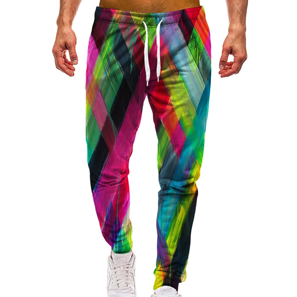 Men's Trousers Rainbow Colorful Pattern Hawaiian Pants Beach Pants Drawstring Elastic Waist 3D Print Graphic Prints Comfort