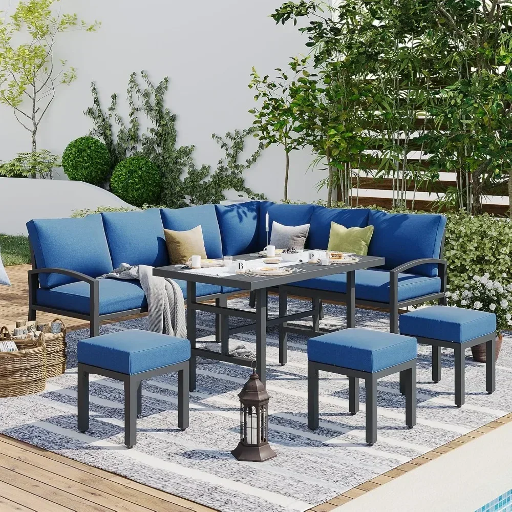 Patio Furniture Set,7Pieces Outdoor Conversation Set patio furniture with waterproof,Sectional Sofa with High Dining Table&Chair