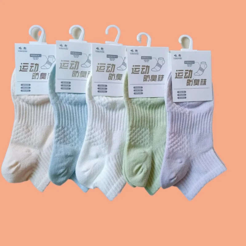 

5/10 Pairs Sports Socks Sweat-absorbent Breathable Shallow Socks Spring and Summer 2024 Solid Color Cotton Socks Running Socks