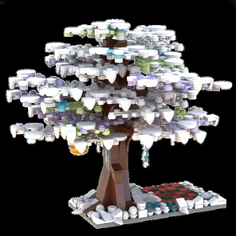 362 قطعة MOC إنه مجرد شجرة الشتاء المدينة نموذج بناء اللعب كتل العمارة لتقوم بها بنفسك هدايا عيد الميلاد فكرة التعليم عيد ميلاد
