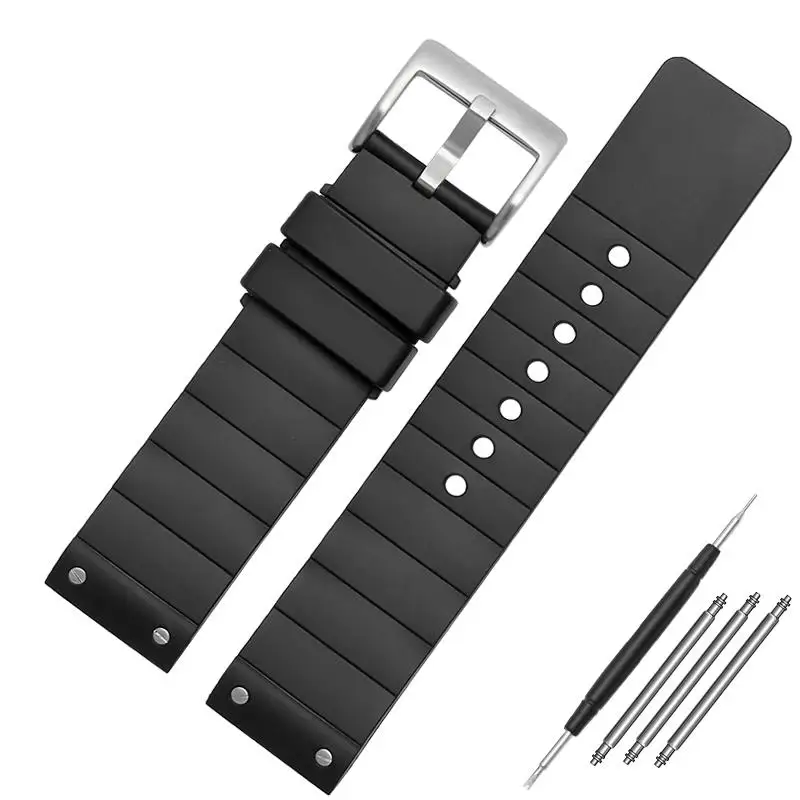 

PCAVO 23mm Watch Strap for Cartier Santos Sandoz Santos 100 Silicone Watch Strap Rubber Men and Women Black