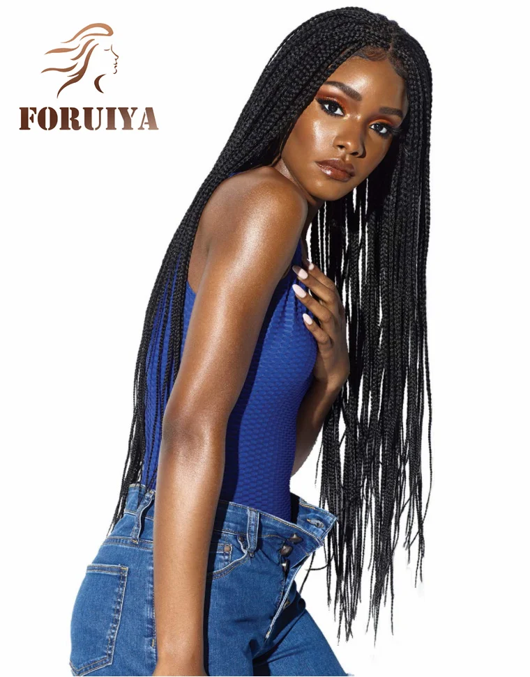 

Foruiya Box Braided Wigs for Black Women Long Hair Elastic Net Mechanism Synthetic Box Braiding Hair Wig