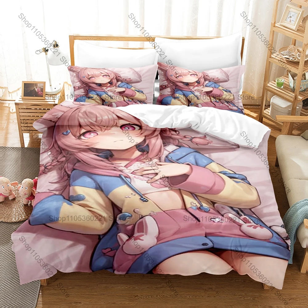 Pipkin Pippa VTuber Bedding Set, Duvet Cover + 2 Pillowcases Cute Cartoon Pattern Bed Linens for Home & Dorm