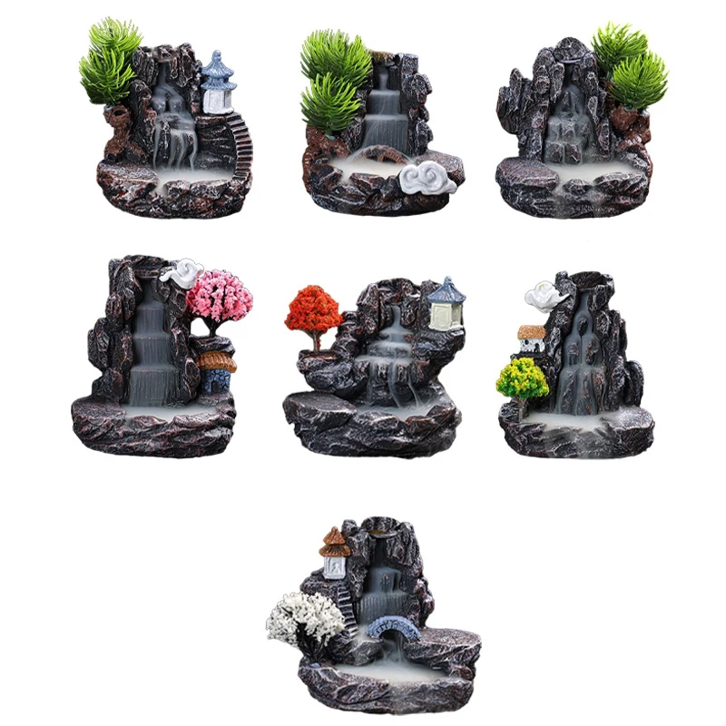 Incense Burner Mountains River Waterfall Fragrance Fireplace Backflow Smoke Censer Holder Decoration For Home