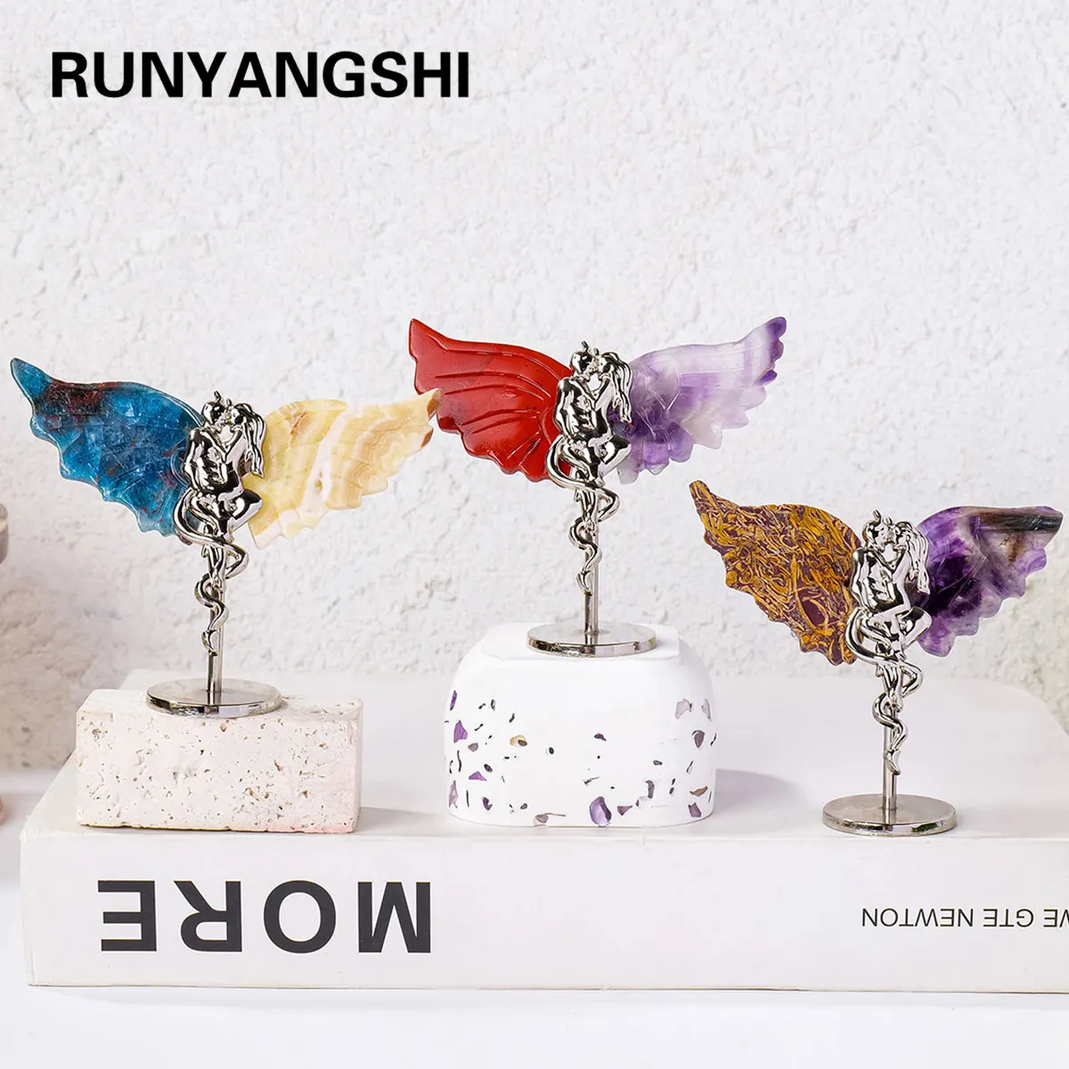 1PC Hand-Carved Devil And Angel Crystal Statue Natural Healing Decor for Home Office Christmas gift