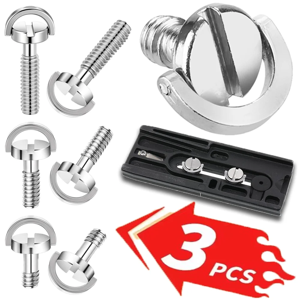 1-3Pcs 1/4'' D-Ring Mounting Fixing Screws Camera Quick Release Screw Adapter for Camera Tripod Handheld Gimbal Monopod Plate