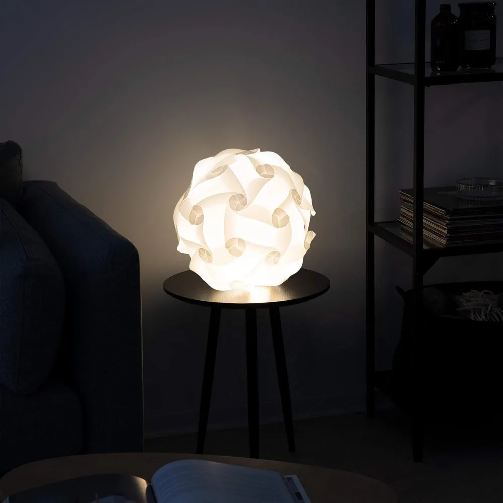 غطاء مصباح ألغاز DIY - ضوء الصور المقطوعة الحديثة في 30 قطعة دقيقة. 15 تصميمًا مختلفًا - القطر تقريبًا. 10.6 بوصة / 27 سم - أبيض