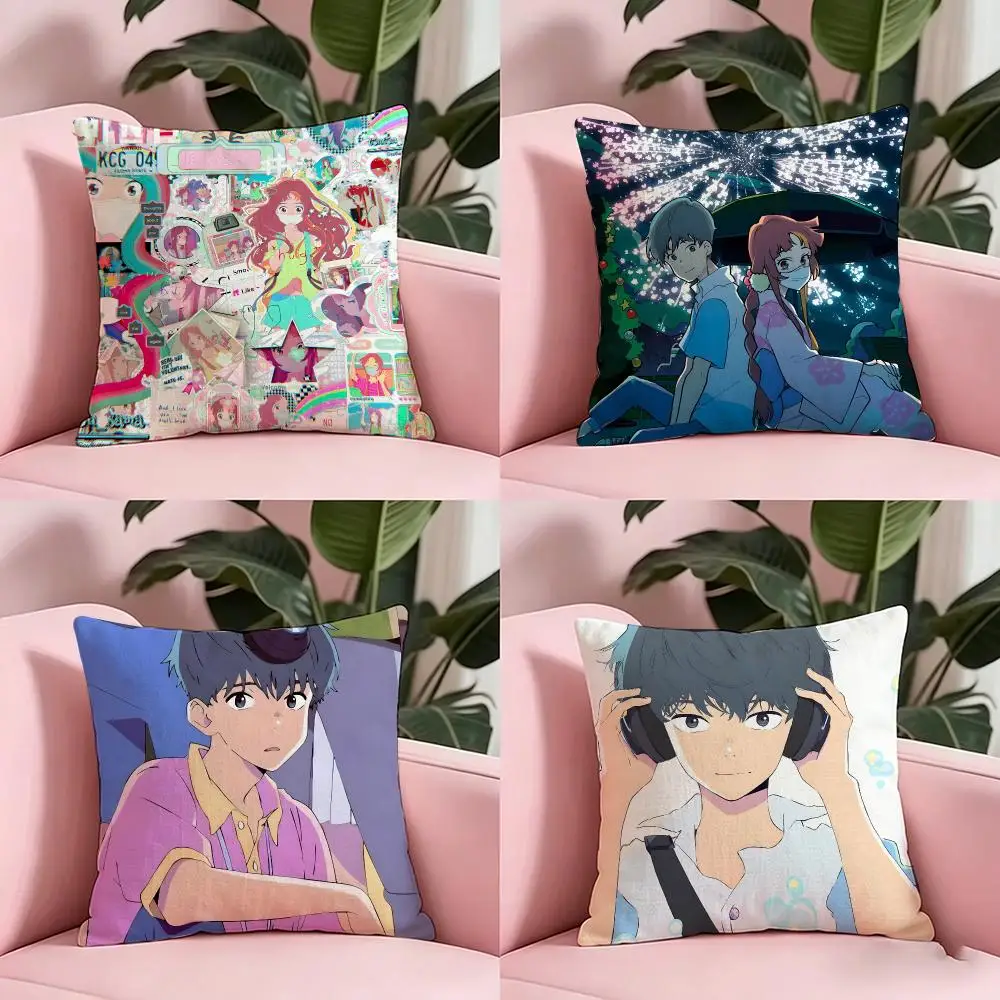 Anime Words Bubble Up Like Soda Pop Cushion Cover Anti-dustmite Pillowcase Invisible zipper silky short plush Sofa cushion cover