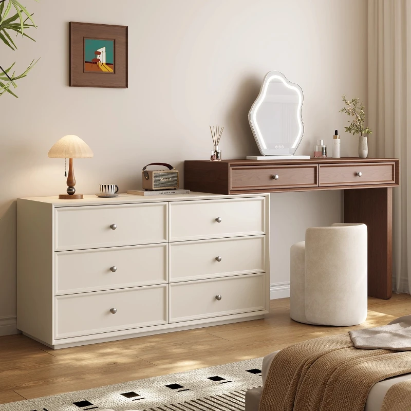 cream style Solid wood Dressing table bedroom simple modern Pretty makeup table integrated comfortable vanity tocador furniture