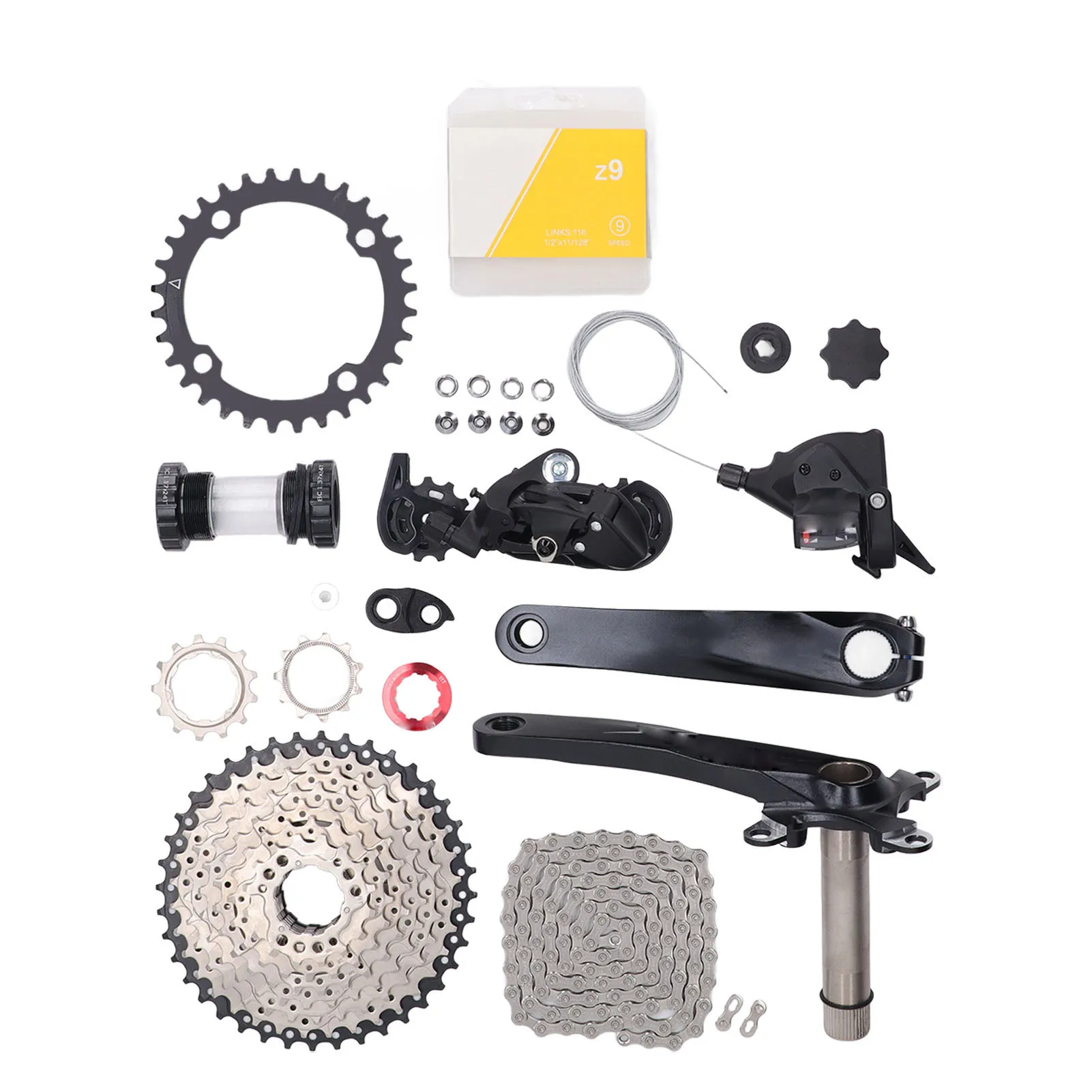 

9 Speed Groupset 11 To 40T Bike Speed Cassette Crank Shift Lever Rear Derailleur Chain Set