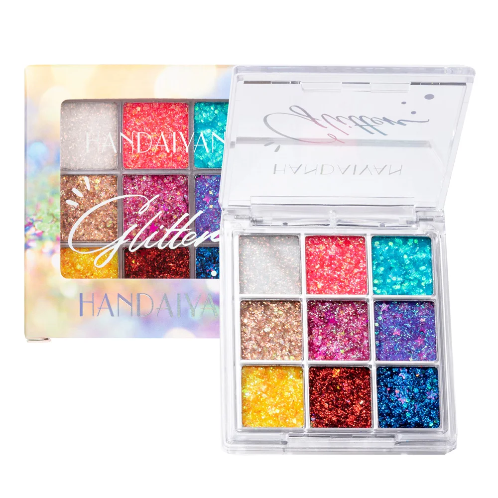 HANDAIYAN Shine Eye แป้งกลิตเตอร์ Palette อายแชโดว์แวววาว Palette เครื่องสำอางค์ Shimmer 4สี Bright Festival เงาชุด