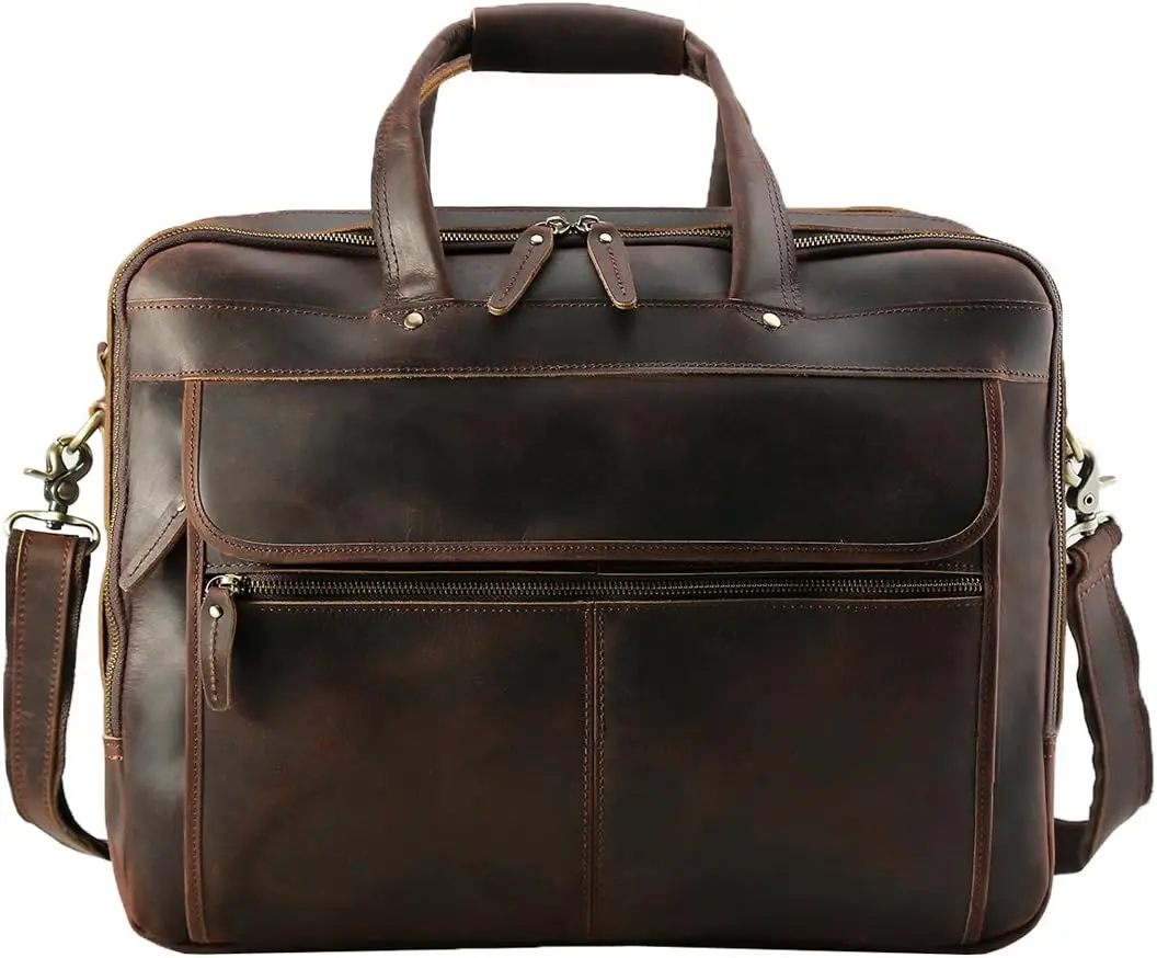 Briefcases For Men Leather Messenger Bag 15.6\