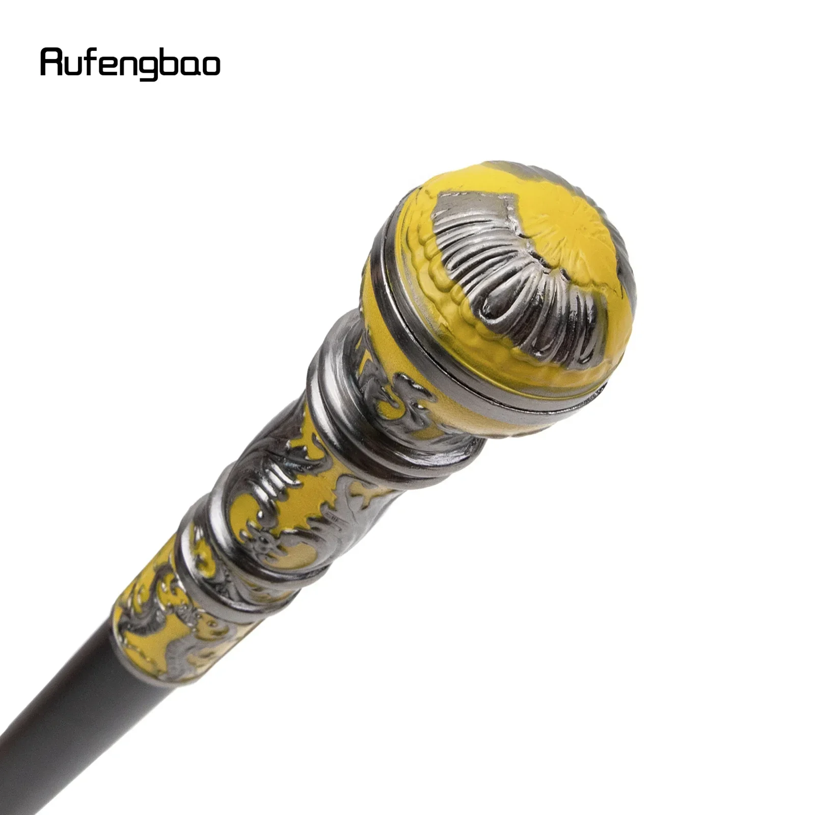 عصا مشي عصرية بمقبض دائري فاخر باللون الفضي والأصفر للحفلات، عصا مشي أنيقة بمقبض كروسير 93 سم