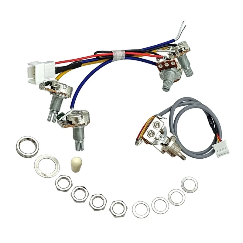 2V 2T Wiring Kits 3 Way 500K Wiring Harness Prewired Guitar Wiring Hareness for Electric Guitar Bass Repair Replacements