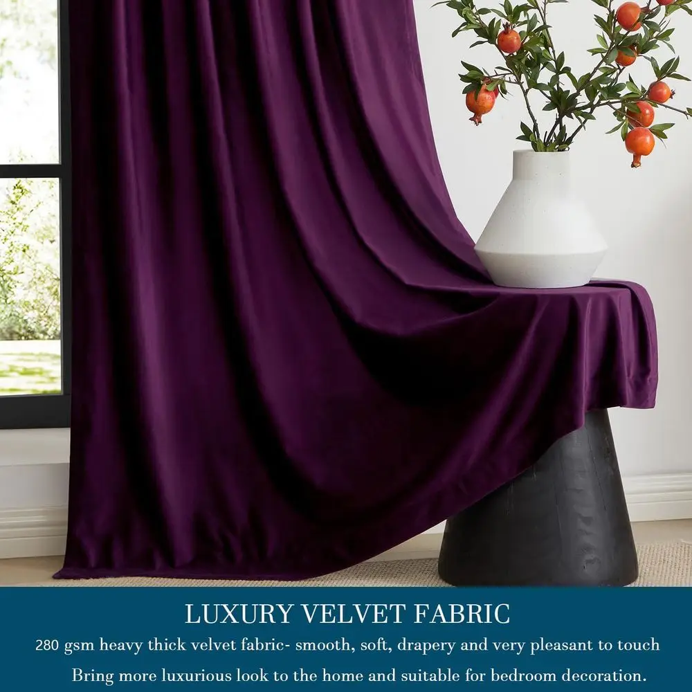 108 lange paarse fluwelen verduisteringsgordijnen, set van 2 panelen, zware kamerverduisteringsgordijnen voor woonkamer en slaapkamer