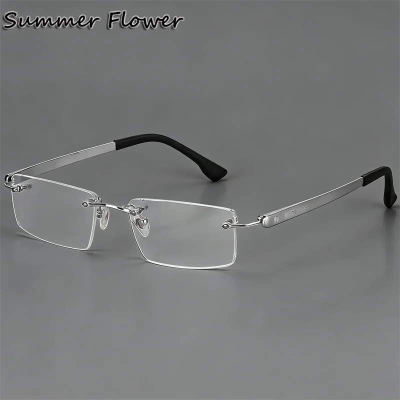 

Prescription Eyeglasses Frameless Men Light Optical Glasses Frame Titanium for Progressive Rimless Eyewear Spectacles