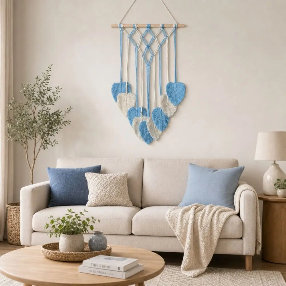 Tassel Leaf Bohemian Woven Tapestry Tassel Design Contrasting Color Wall Hanging Ornament Nordic Style Handmade