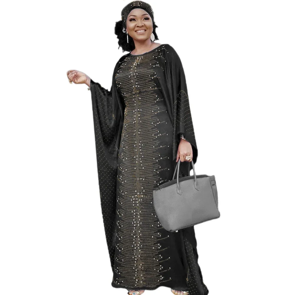 African Dresses for Women Muslim Fashion Abayas Boubou Dashiki Traditional Africa Clothes Ankara Outfit Evening Gown and Headtie