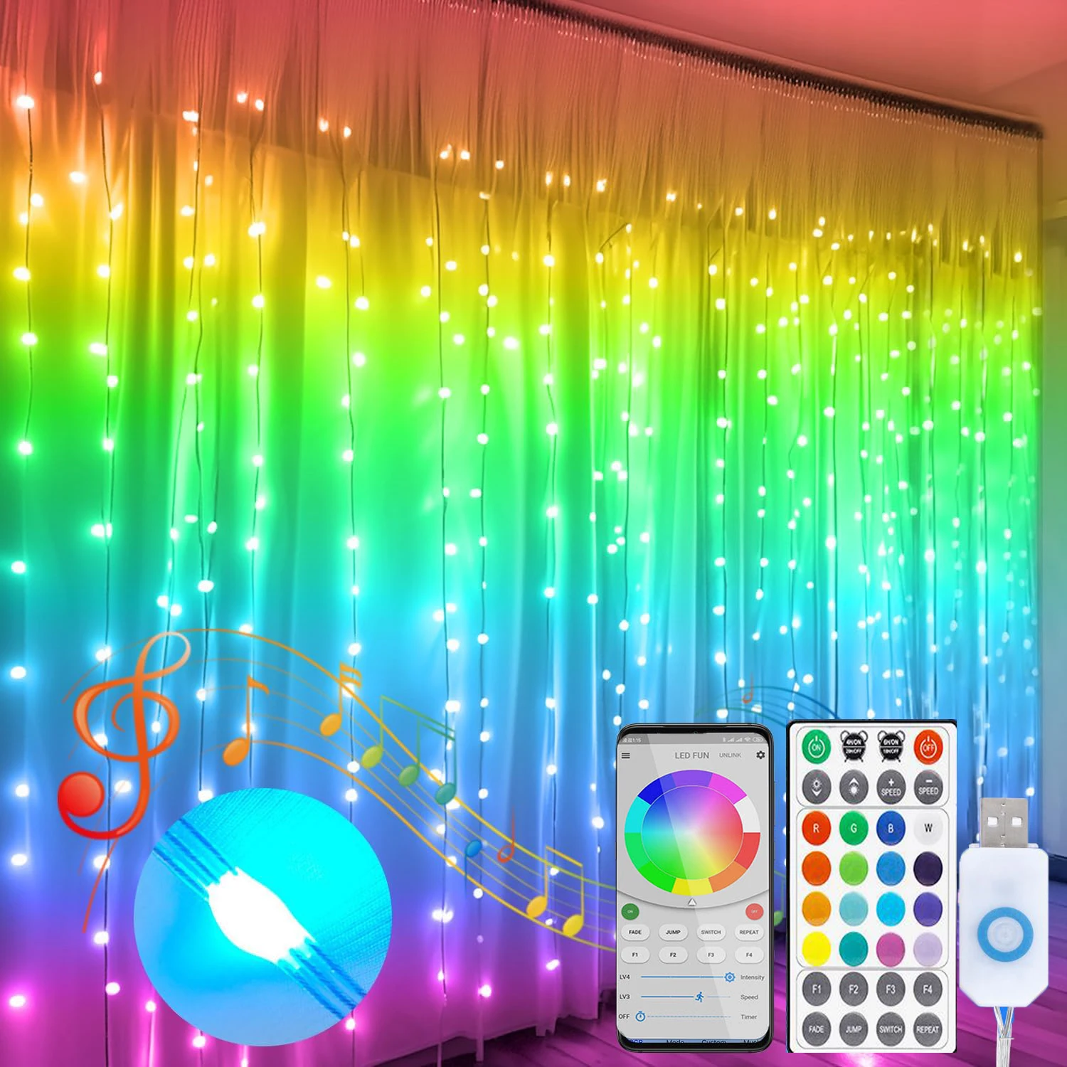 

Smart Garland Curtain Window LED RGB New Year Street Garland For Living Room Outdoor Fairy Light 7 Modes 240LED 4x1M