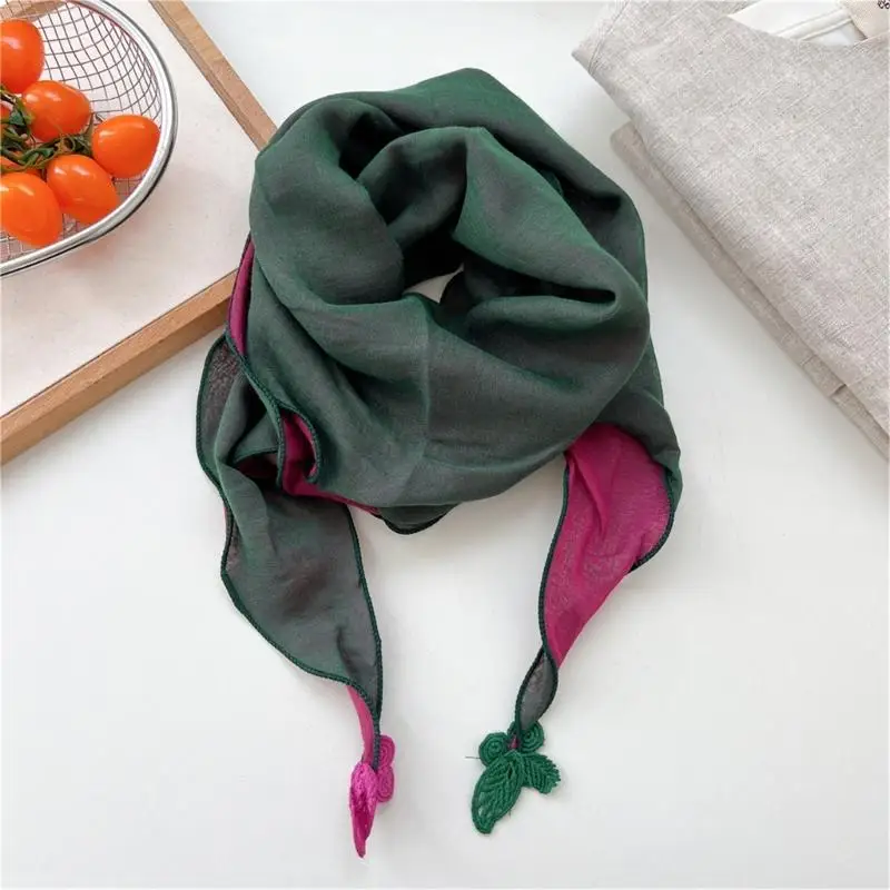 

39BD Vintage Reversible Cotton Linen Headscarf Scarf for Women Cold Weather