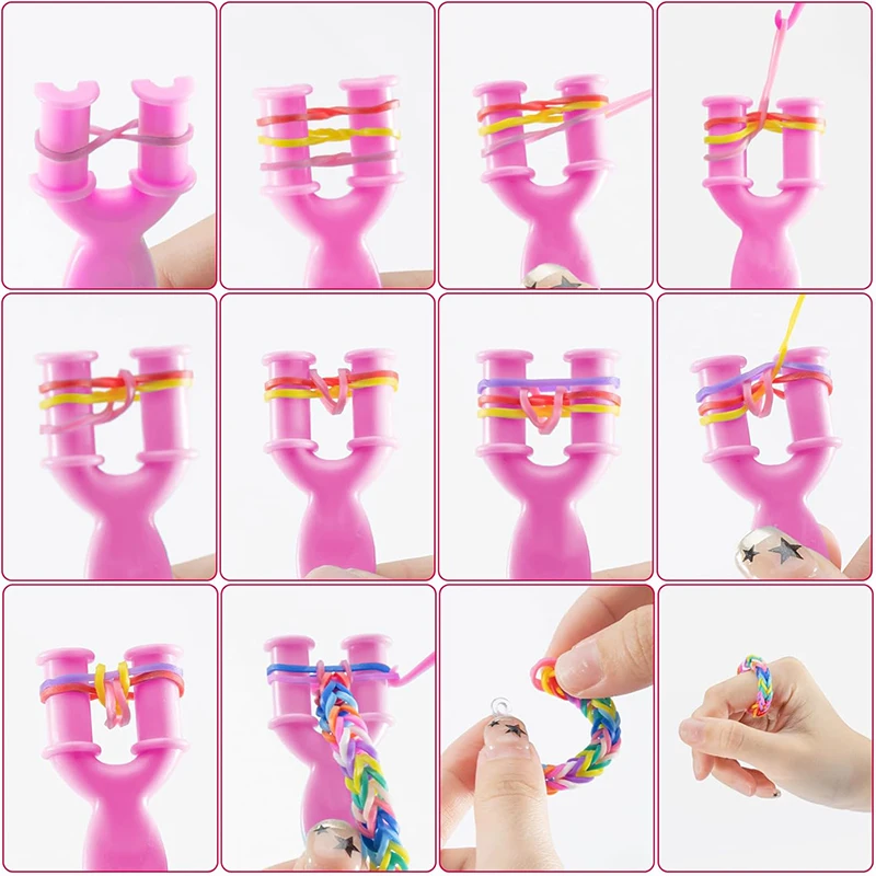 مجموعة نسيج الحبل مع صندوق تخزين لطيف الحرف اليدوية سوار الصداقة صنع شريط مطاطي لتقوم بها بنفسك المواد حزمة المنوال العصابات عدة TMZ