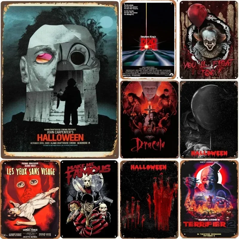 

Metal Tin Poster Halloween Movie Retro Metal Tin Sign Plaque Poster for Bar Club Wall Decor Home Vintage Wall Plate Pendant