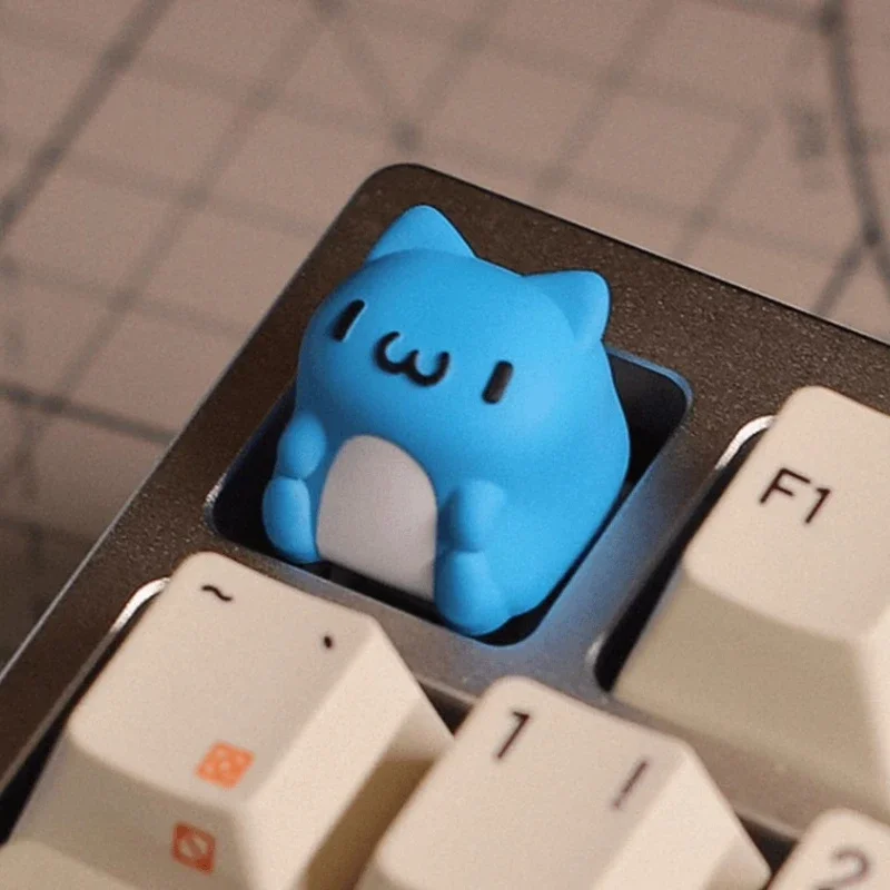 Keycap anak kucing lucu buatan tangan Resin personalisasi lucu merah muda/biru kucing Artisan Keycap Aksesori Keyboard mekanis disesuaikan