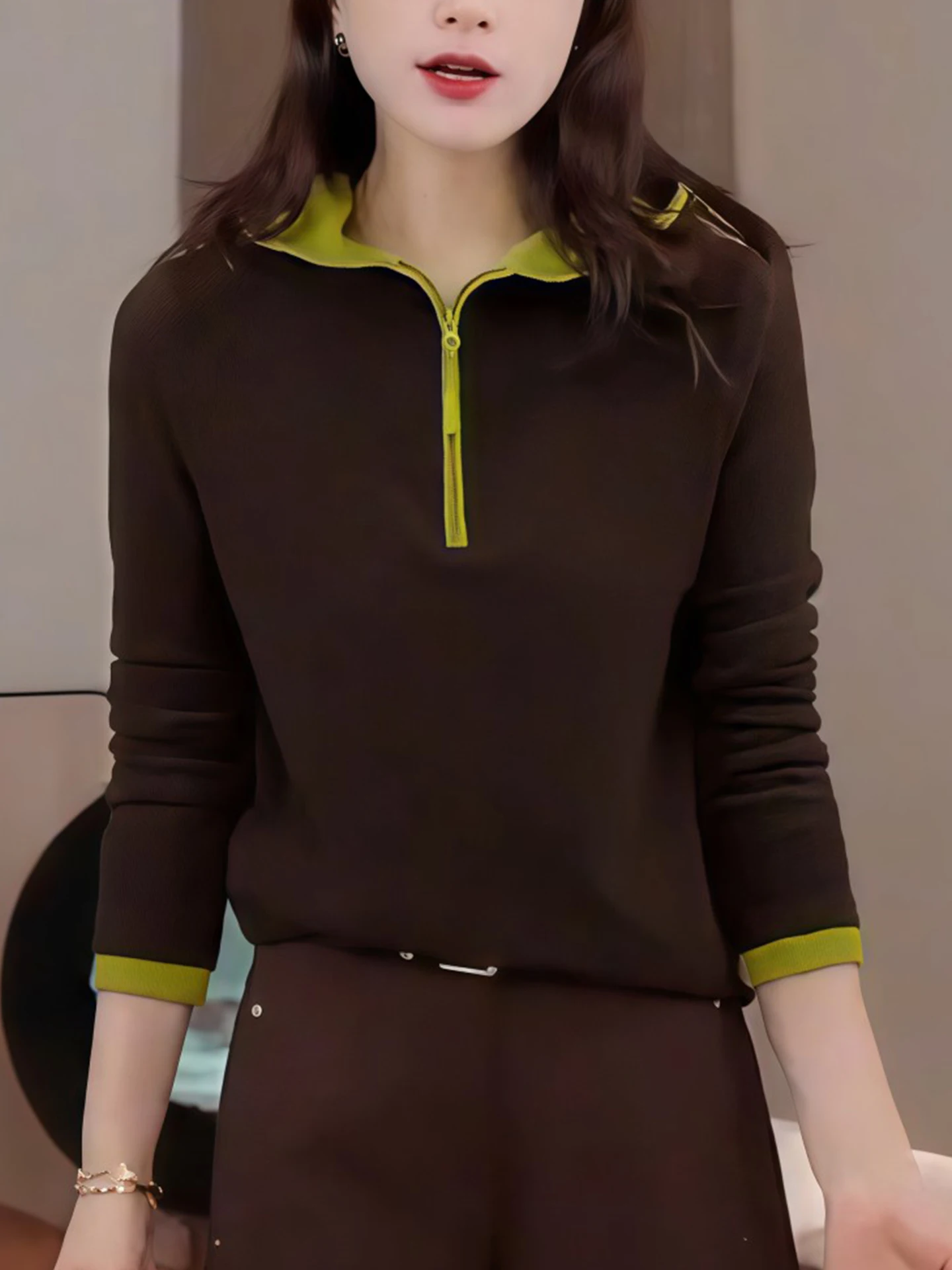 

Женская толстовка с молнией до середины груди, в стиле колор-блок, с длинным рукавом, базовая, для повседневной носки, винтажная, модная, повседневная, больших размеров