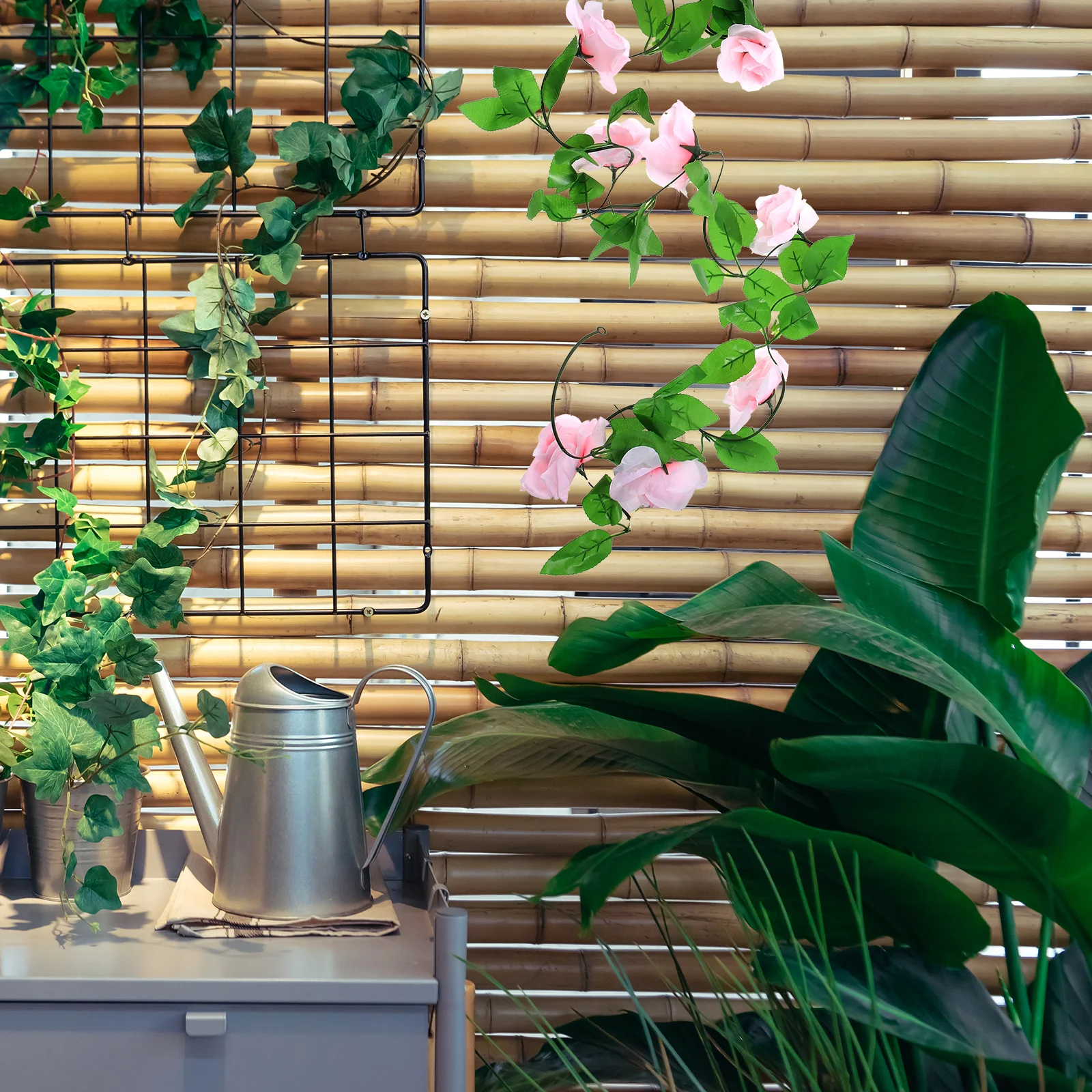 

2Pcs Imitation Rose Vine Artificial Flower Garland Decorations Lightweight for Wedding Door Wall Party Home Decor