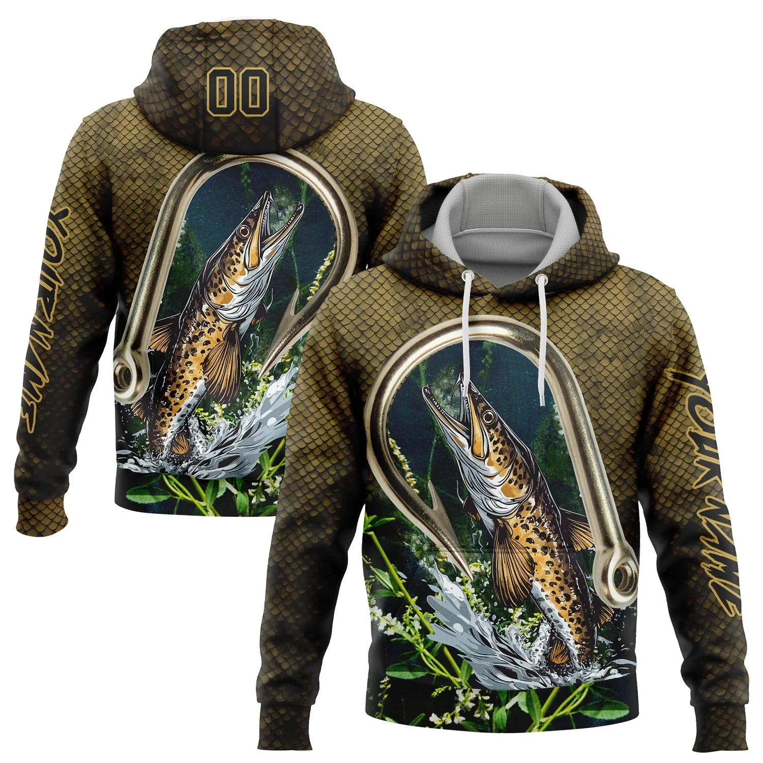 

Custom Name Number Hoodies Walleye Fish Fishing 3D Printed Sports Pullover Sweatshirt Hoodie
