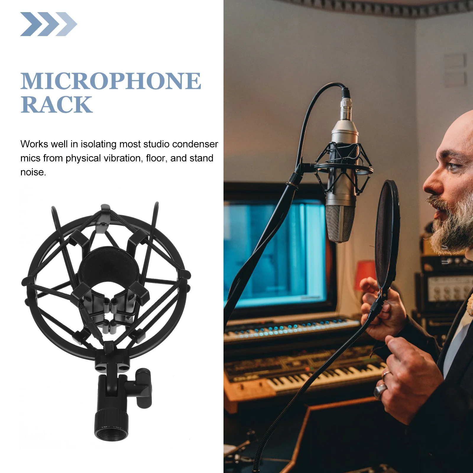 

Premium Microphone Shock Mount Condenser Mic Vibration Isolation Stand Noise Reduction Clip Holder for Studio Use