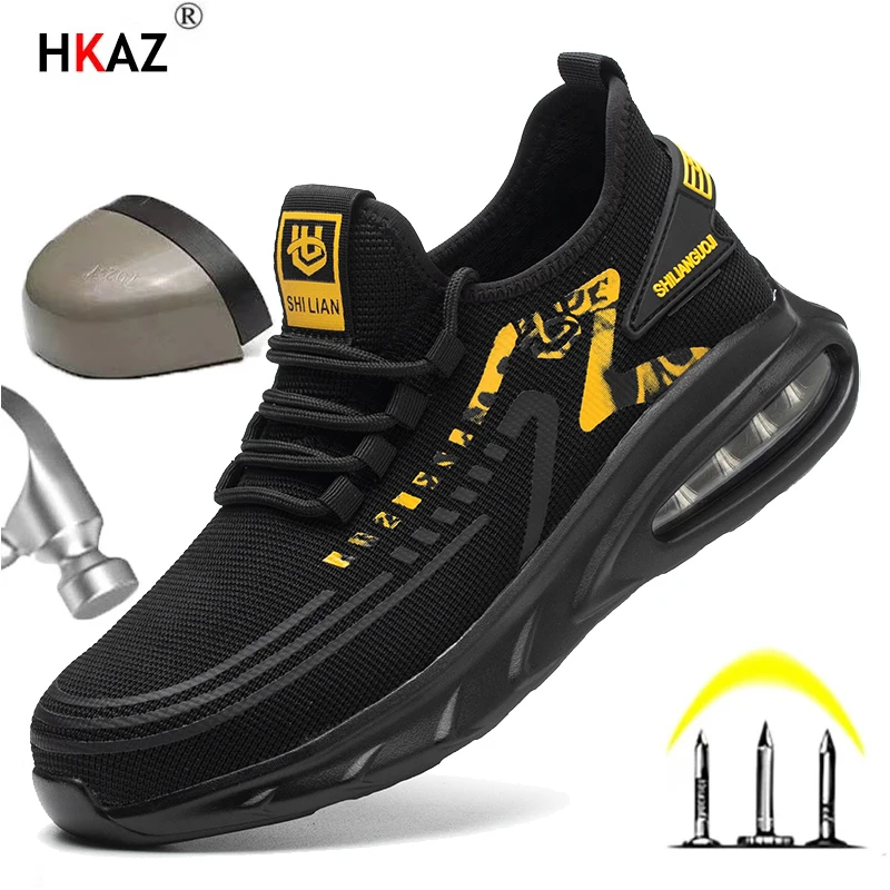 Quality Safety Boots Men Steel Toe Shoes Feet Protection Work Boots Indestructible Shoes Puncture-Proof Security Shoes Work