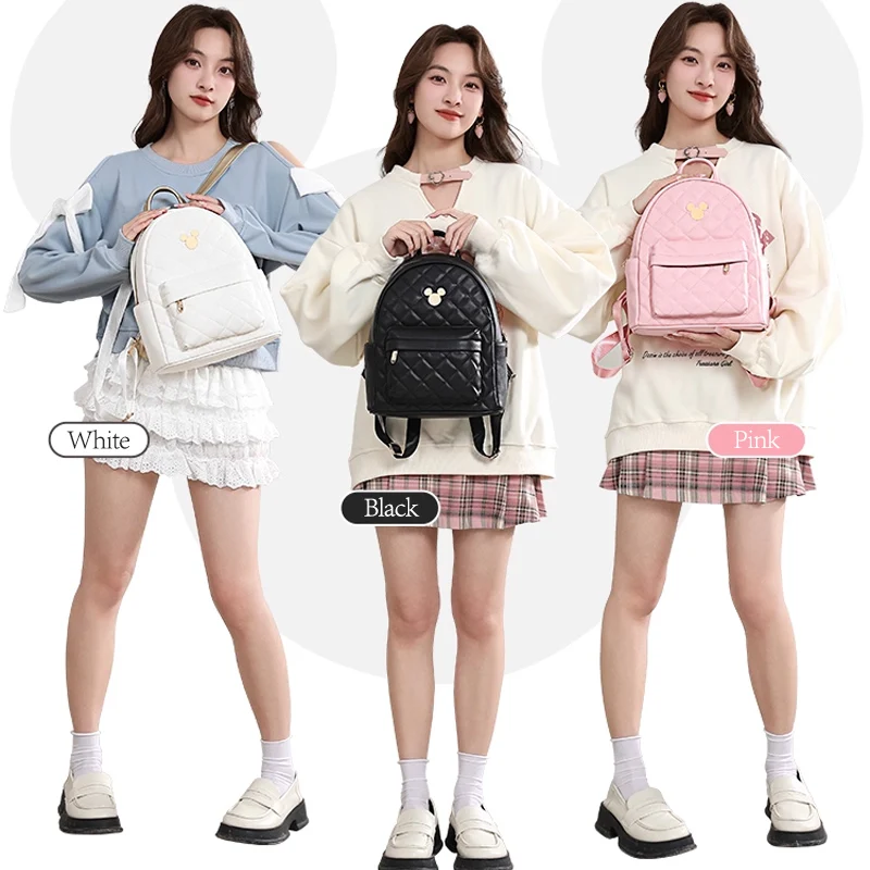 Женский рюкзак из искусственной кожи с Микки Диснеем, черный большой вместительный компьютерный рюкзак, студенческий рюкзак, подарок на день рождения для девочки