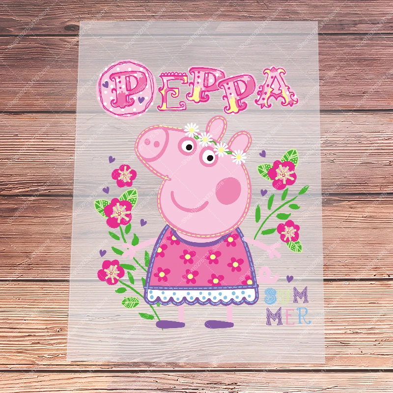 Anime Creative Heat Transfer Sticker Cartoon Peppa Pigs Cute Iron on Patches T-shirt Decor Stickers Clothes Appliques DIY Decal view 2